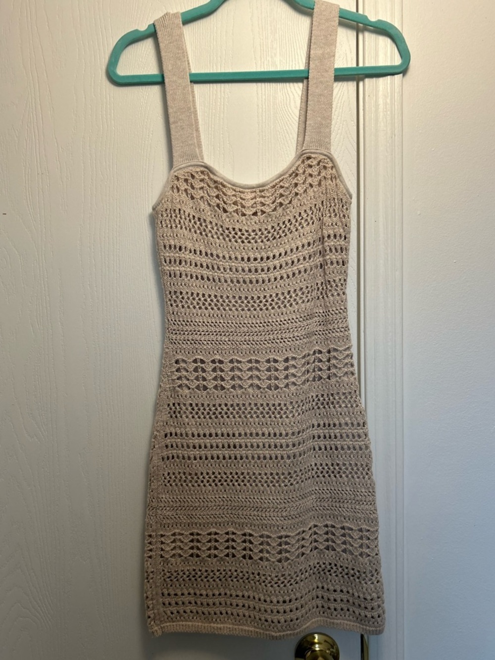 Abercrombie Sleeveless Crochet Knit Tank Dress in Beige